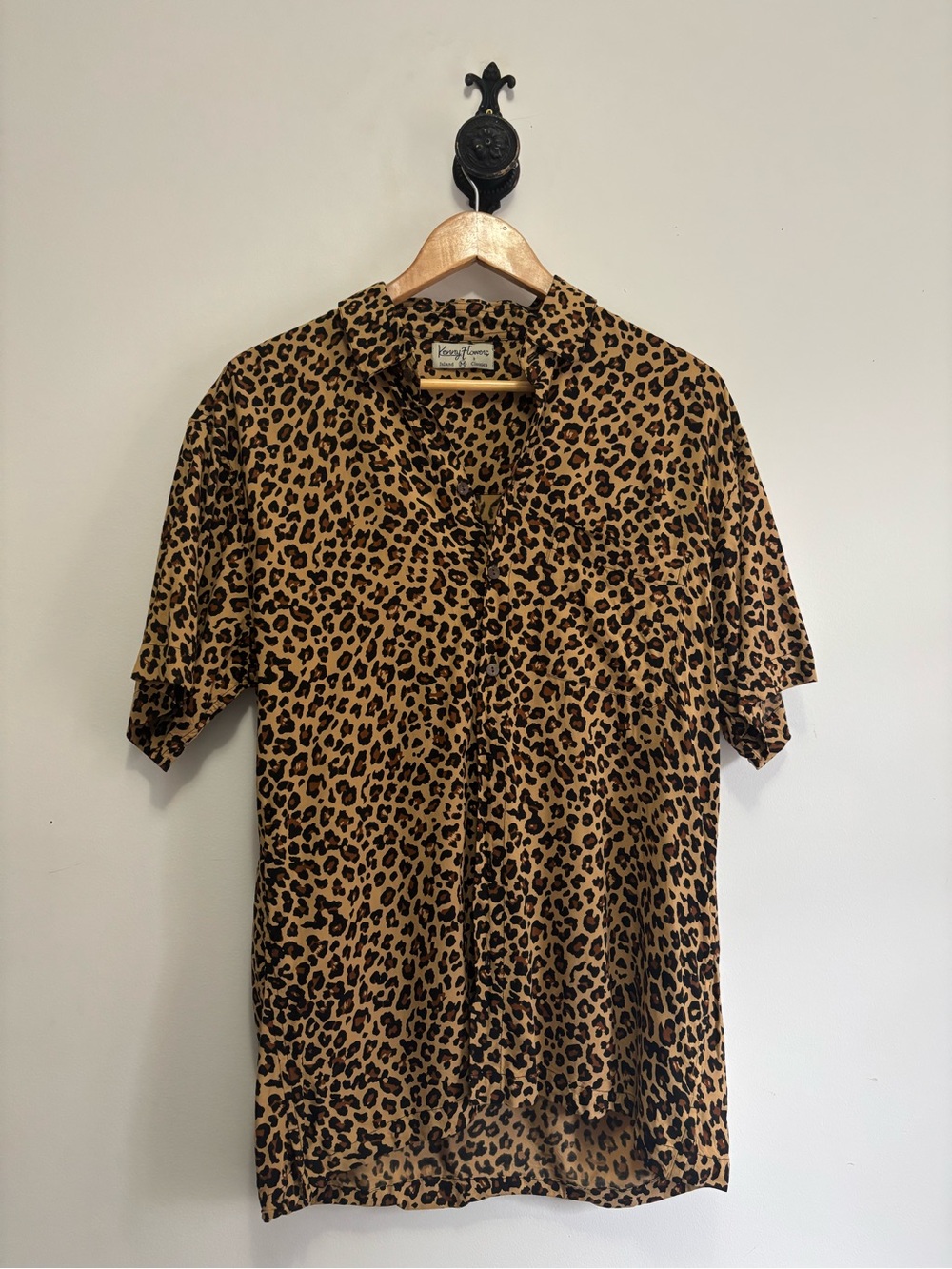 Kenny Flowers Vintage Leopard Print Short-Sleeve Button-Down - Brown/Black